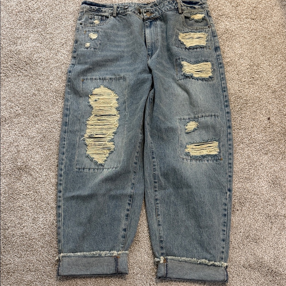 Casual Distressed Boyfriend Jeans
